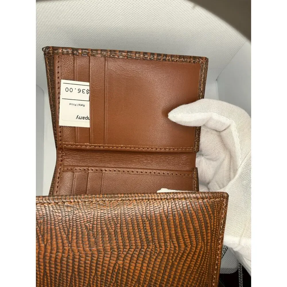 Ranger Belt Co Mens Brown Lizard Embossed Leather Trifold Wallet NIB Deadstock